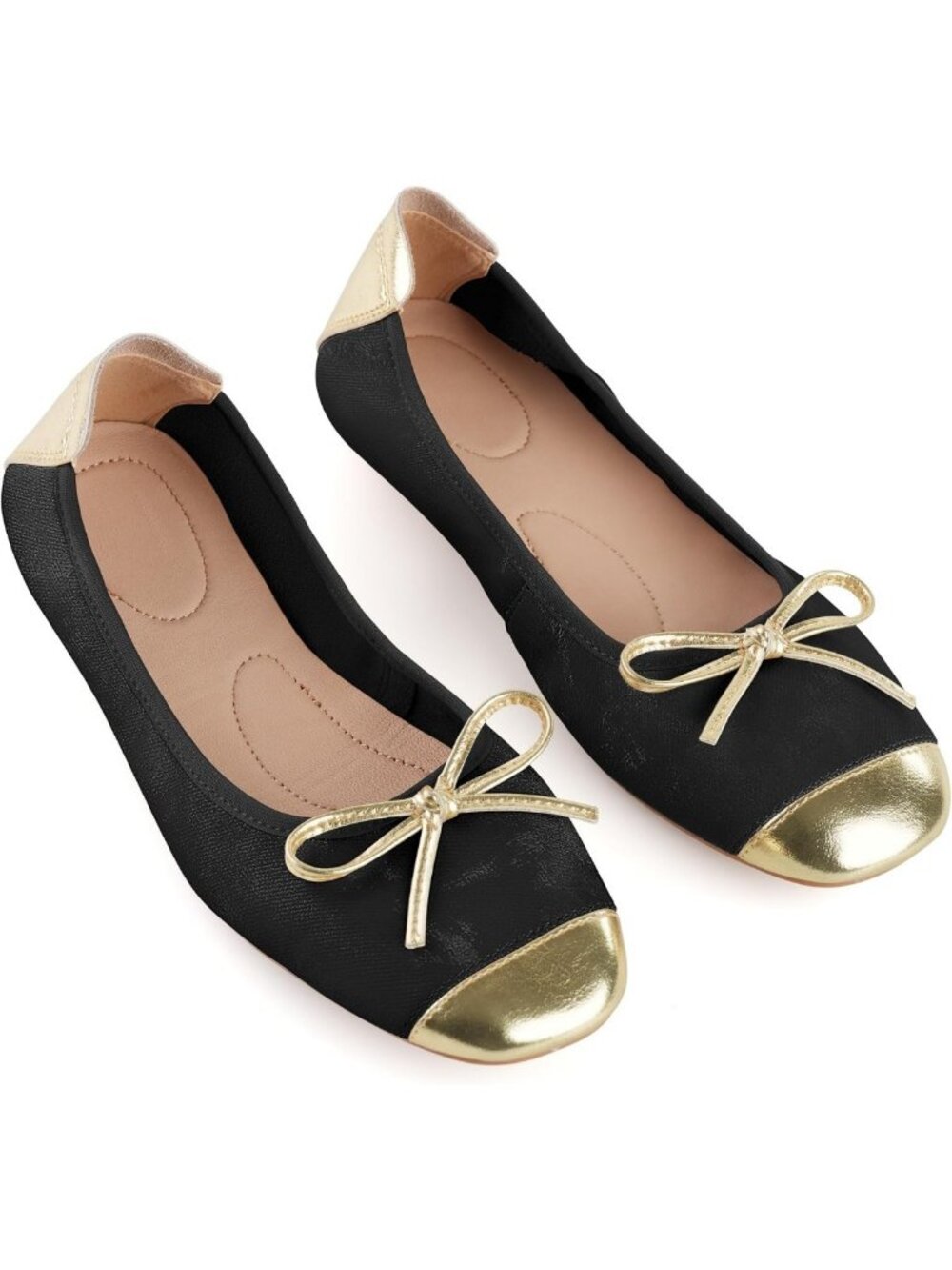 Stylish Genuine Leather Ballet Flats for Women, Cap Toe Design with Bow Accent